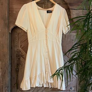 Urban Outfitters button front Butter yellow mini dress size medium